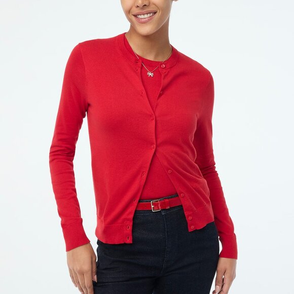 J. Crew Women's Clare Cardigan in Classic Cardinal, Size L - Picture 3 of 8